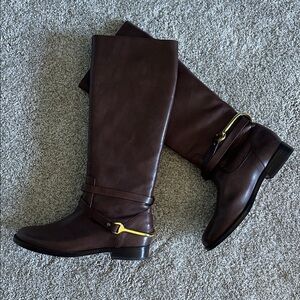 RALPH LAUREN Brown Leather Riding Boots - Women's